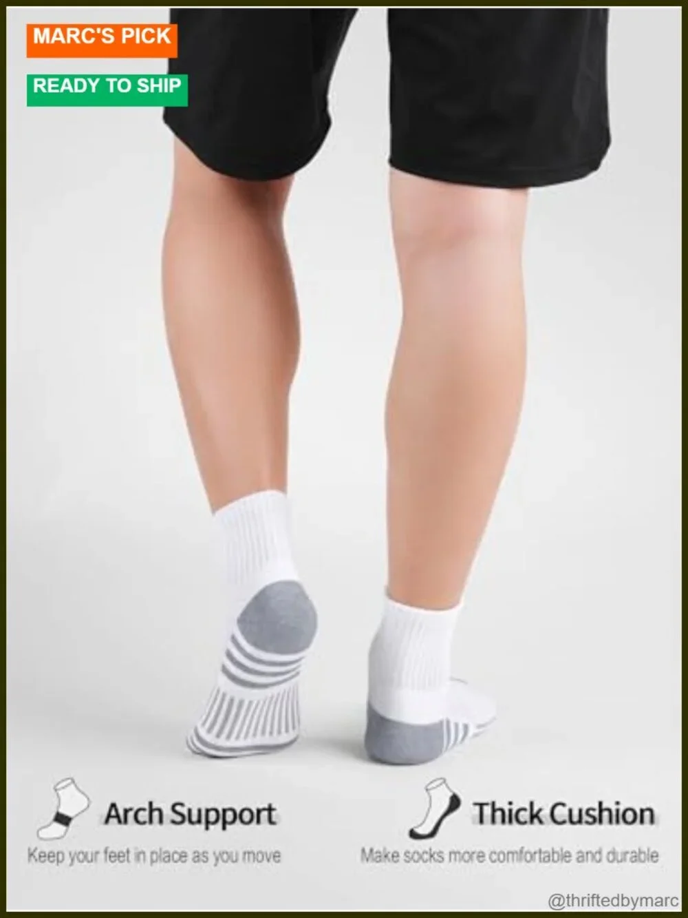 Athletic Quarter Socks with Cushion Running Ankle Socks for Men Women 6 Pairs